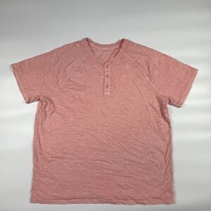 Goodfellow & Co Henley T-Shirt Mens 2XL Coral Pink Heather Standard Fit Pullover